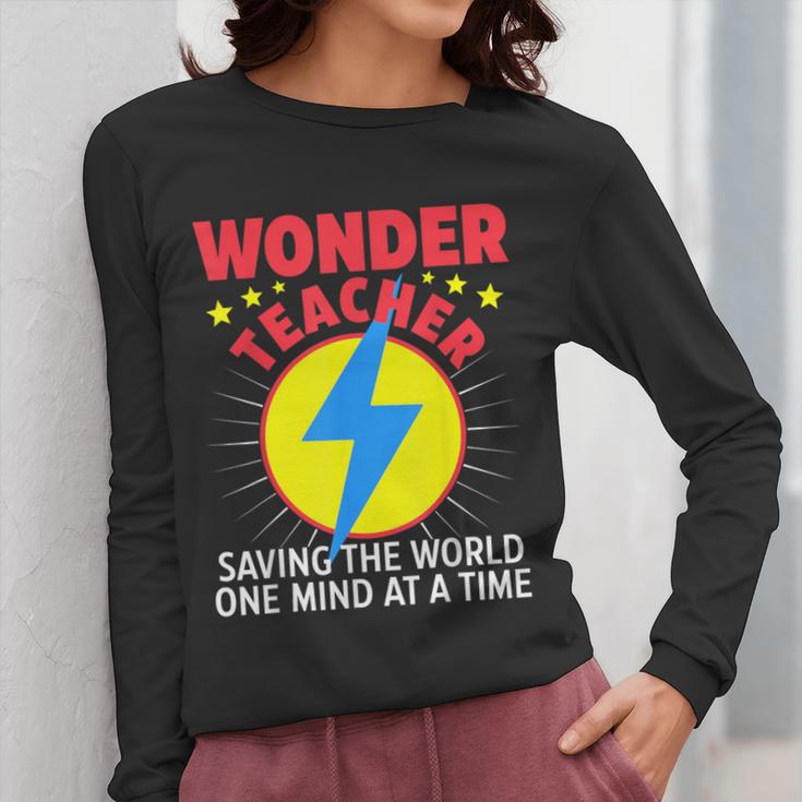 Wonder Teacher Costume Shirt Teacher Halloween Costume Men Women Women Long Sleeve T-Shirt, funny design