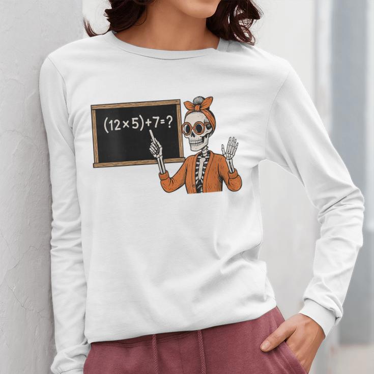 67 Teacher Halloween Skeleton Six Seven Meme Brainrot Math Women Long Sleeve T-Shirt, funny design 67 Teacher Halloween Skeleton Six Seven Meme Brainrot Math Women Long Sleeve T-Shirt, funny design