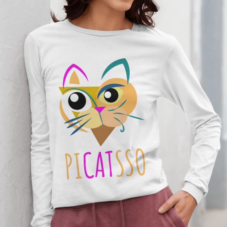 Abstract Cat Art Picatsso Shirt For Art Teachers Women Long Sleeve T-Shirt, funny design Abstract Cat Art Picatsso Shirt For Art Teachers Women Long Sleeve T-Shirt, funny design