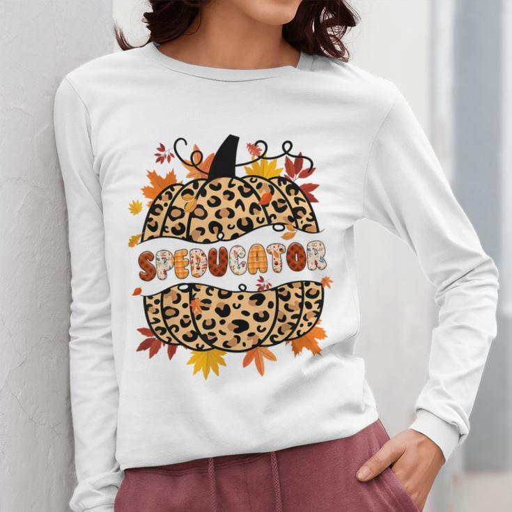 Autumn Fall SPED ED Teacher Thankful Grateful Pumpkin Retro Women Long Sleeve T-Shirt, funny design Autumn Fall SPED ED Teacher Thankful Grateful Pumpkin Retro Women Long Sleeve T-Shirt, funny design