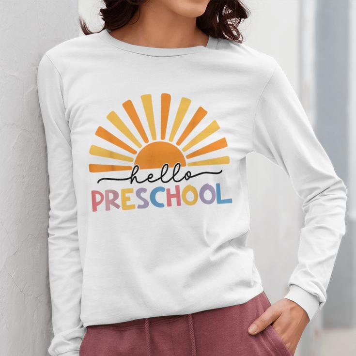 Back To School Hello Preschool For Kids Teacher Women Women Long Sleeve T-Shirt, funny design Back To School Hello Preschool For Kids Teacher Women Women Long Sleeve T-Shirt, funny design