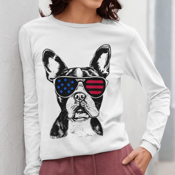 Boston Terrier Dog 4th July America USA Flag Men Women Kids Women Long Sleeve T-Shirt, Boston Terrier 4th Of July Gifts, funny design