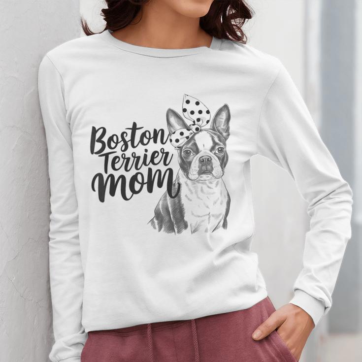 Boston Terrier Dog Bostie Mom Idea For Women Women Long Sleeve T-Shirt, Couple Gifts, Mom Gifts, Boston Terrier Mom Gifts, funny design