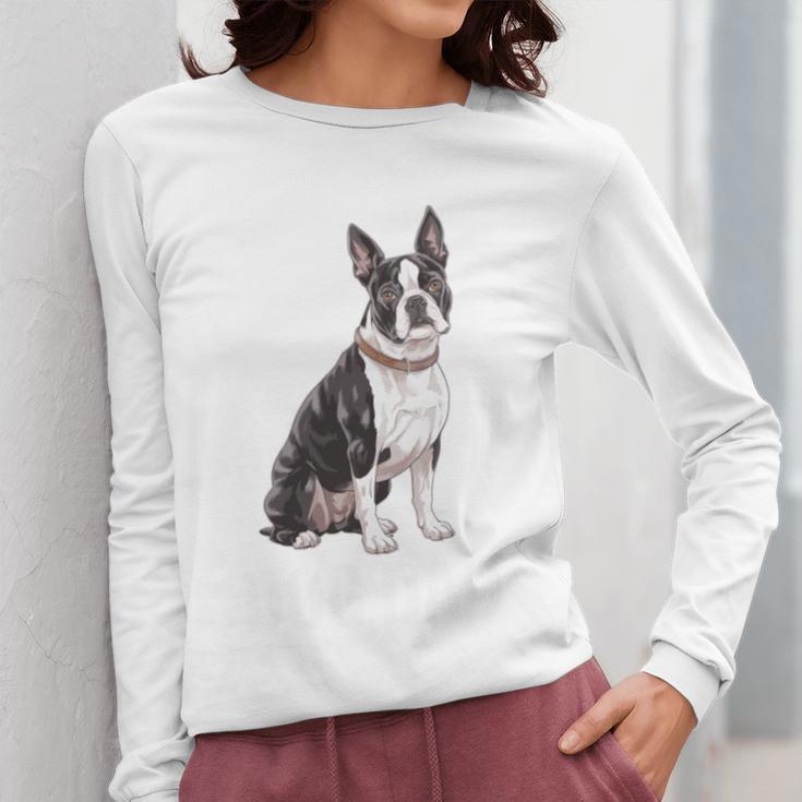 Boston Terrier Dog Dad Boston Terrier Dog Lovers Women Long Sleeve T-Shirt, Couple Gifts, Boston Terrier Dad Gifts, funny design