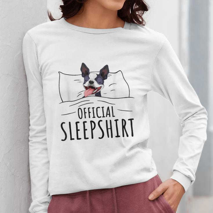 Boston Terrier Dog Lovers Sleepshirt Apparel Men Women Women Long Sleeve T-Shirt, funny design