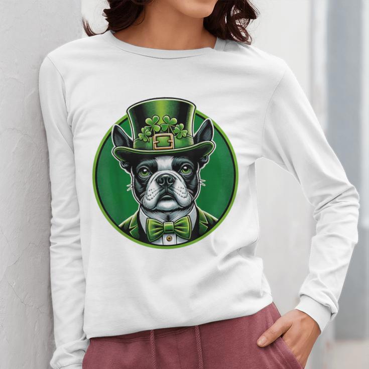 Boston Terrier Dog St Patricks Day Irish Pet Lover Men Women Kids Women Long Sleeve T-Shirt, funny design