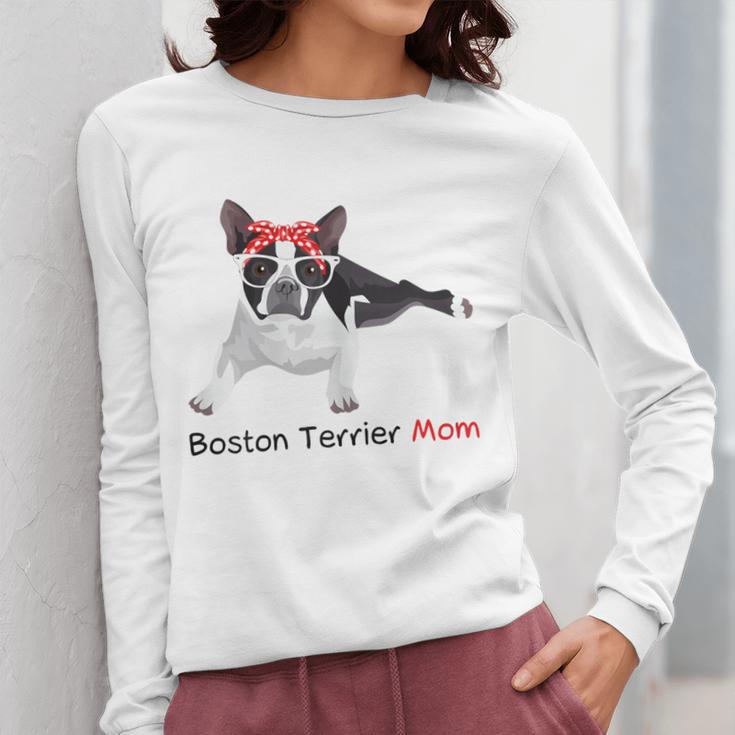 Boston Terrier Mom Bandana Boston Terrier Dog Women Long Sleeve T-Shirt, Couple Gifts, Mom Gifts, Boston Terrier Mom Gifts, funny design