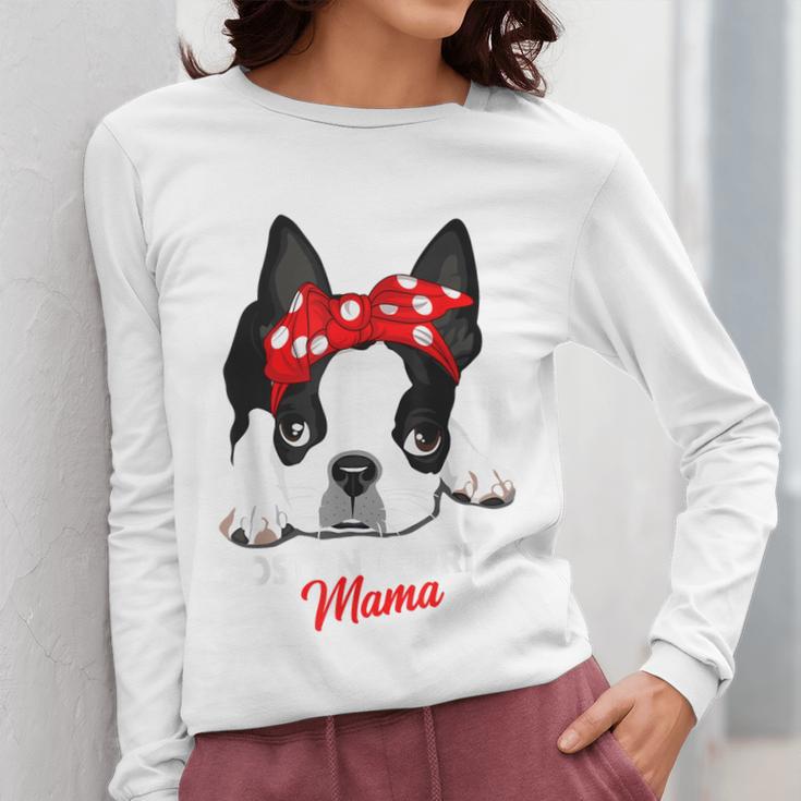Boston Terrier Mum Dog Woman Idea Women Long Sleeve T-Shirt, funny design