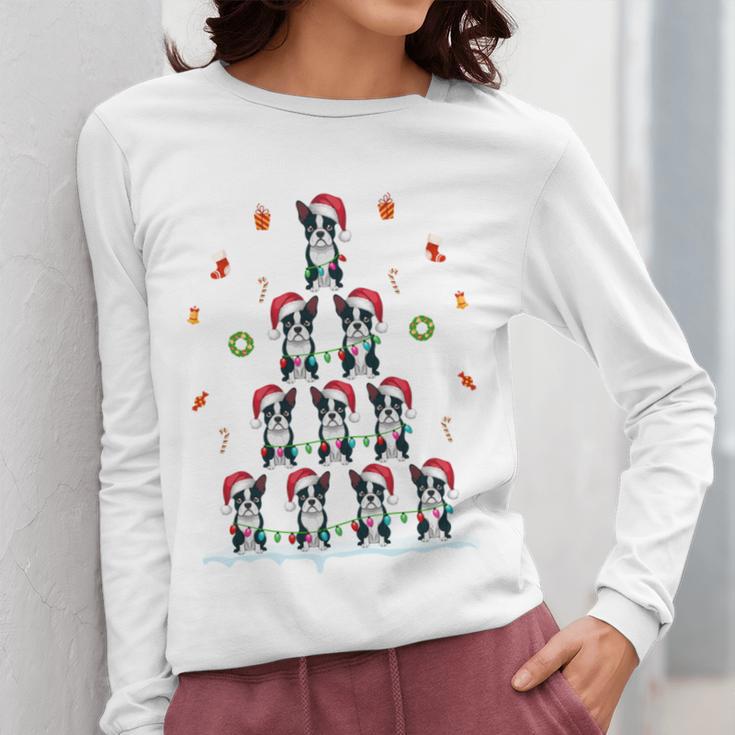 Boston Terrier Xmas Tree Lights For Men Women Boston Terrier Women Long Sleeve T-Shirt, funny design