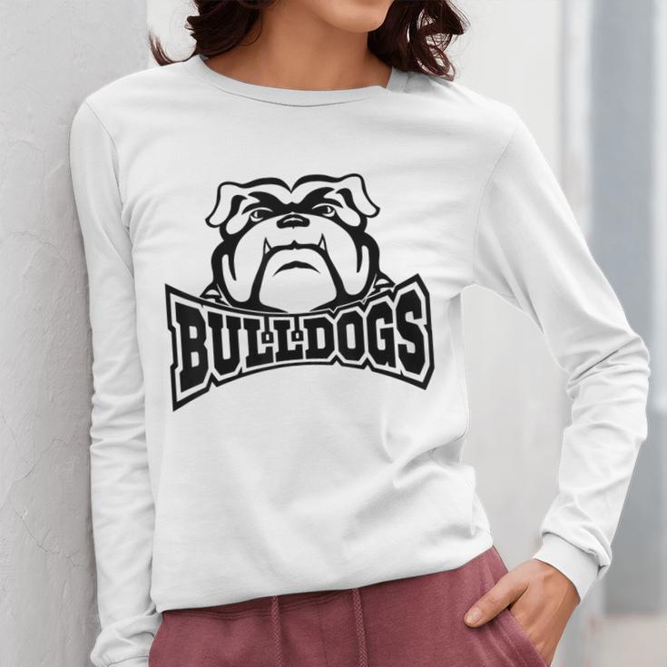 Bulldogs Teacher Student School Sports Fan Team Spirit Women Long Sleeve T-Shirt, funny design