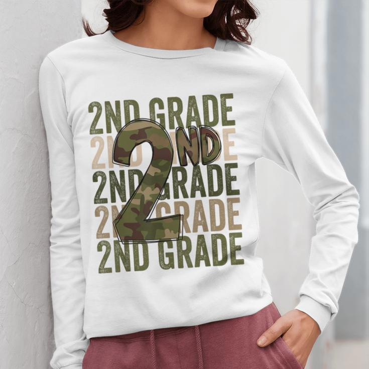 Camo Team 2nd Grade Squad Back To School Teacher Kids Boys Women Long Sleeve T-Shirt, 2nd Grade Teacher Gifts, funny design