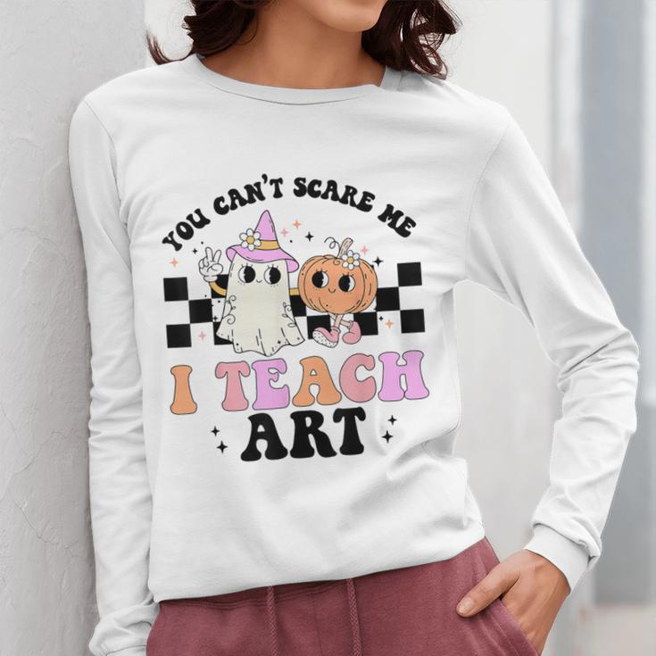 You Can't Scare Me I Teach Art Retro Teacher Ghost Halloween Women Long Sleeve T-Shirt, funny design You Can't Scare Me I Teach Art Retro Teacher Ghost Halloween Women Long Sleeve T-Shirt, funny design