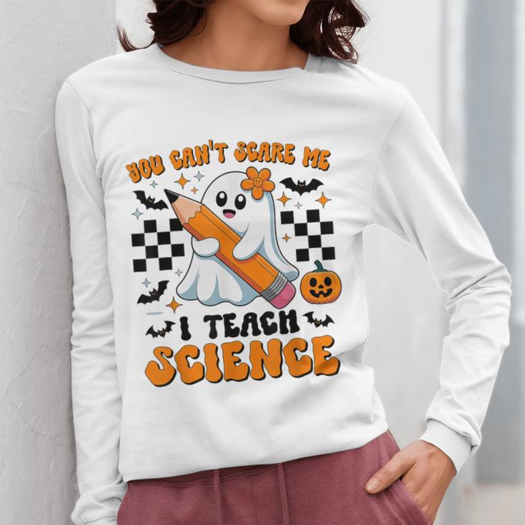 You Can't Scare Me I Teach Science Retro Teacher Halloween Women Long Sleeve T-Shirt, Science Teacher Gifts, funny design