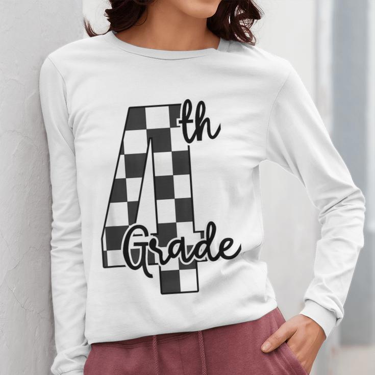 Checkered Fourth Grade Back To School Teachers Students Women Long Sleeve T-Shirt, funny design Checkered Fourth Grade Back To School Teachers Students Women Long Sleeve T-Shirt, funny design