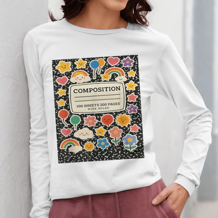 Composition Notebook Costume Teacher Matching Halloween Book Women Long Sleeve T-Shirt, funny design Composition Notebook Costume Teacher Matching Halloween Book Women Long Sleeve T-Shirt, funny design