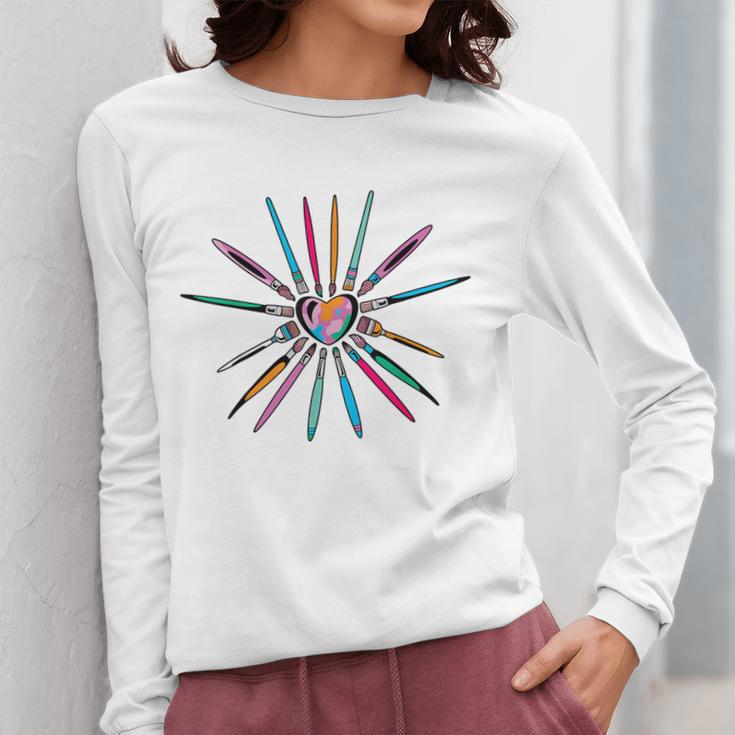 Cool Brush Heart Shape Art Teacher Paint For Artist Painter Women Long Sleeve T-Shirt, funny design Cool Brush Heart Shape Art Teacher Paint For Artist Painter Women Long Sleeve T-Shirt, funny design
