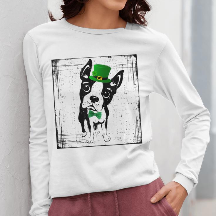 Cool Saint Patrick's Boston Terrier T Shirt For Dogs Lovers Women Long Sleeve T-Shirt, funny design