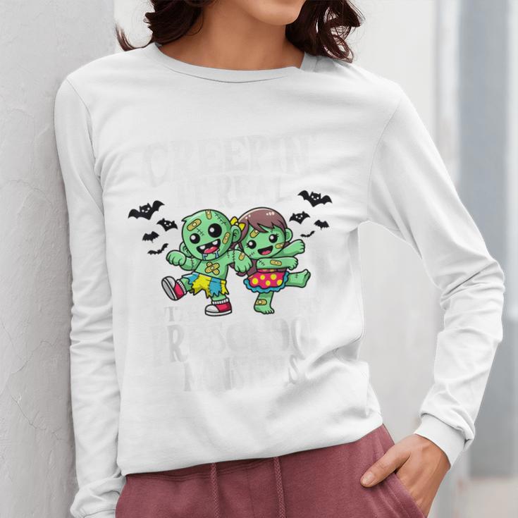 Creepin It Real Monster School Preschool Teacher Halloween Women Long Sleeve T-Shirt, funny design Creepin It Real Monster School Preschool Teacher Halloween Women Long Sleeve T-Shirt, funny design
