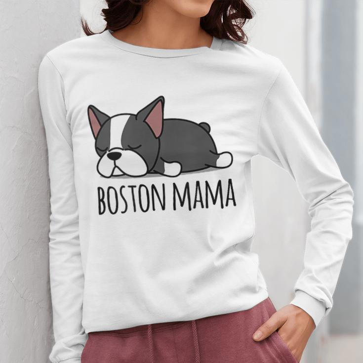 Cute Boston Terrier Boston Mama Women Long Sleeve T-Shirt, funny design
