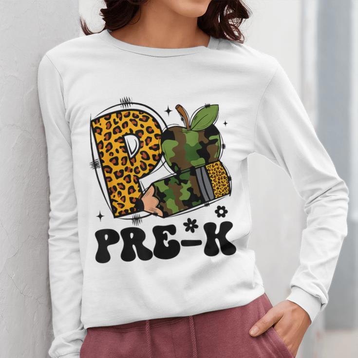 Cute Camo Pre K Back To School Teacher Kid Preschool Women Long Sleeve T-Shirt, funny design Cute Camo Pre K Back To School Teacher Kid Preschool Women Long Sleeve T-Shirt, funny design