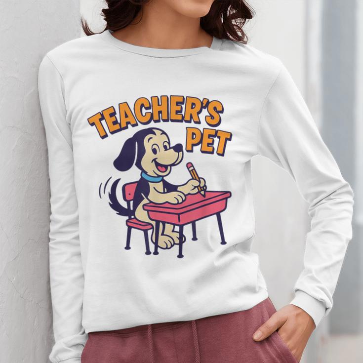 Cute Elementary School Student Dog Teacher's Pet Women Long Sleeve T-Shirt, funny design