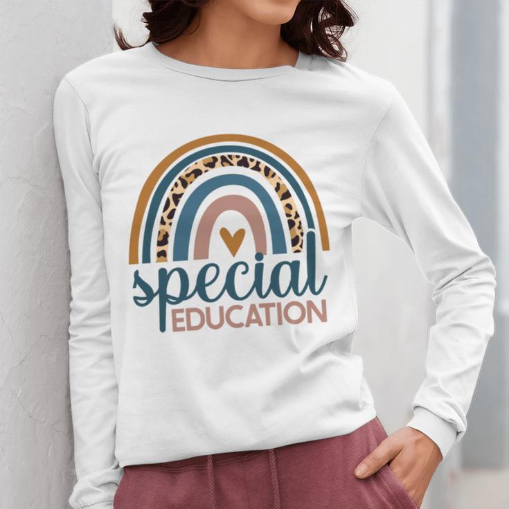 Cute Special Education Leopard Print SPED Teacher Idea Women Long Sleeve T-Shirt, funny design