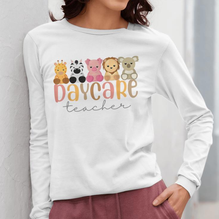 Daycare Teacher Animals Daycare Provider Back To School Women Long Sleeve T-Shirt, funny design