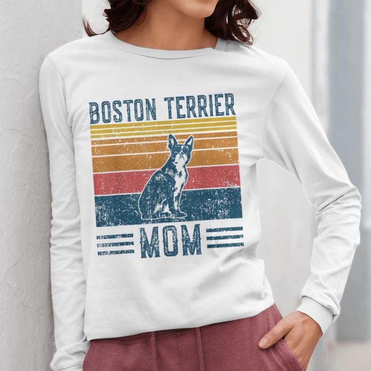 Dog Boston Terrier Mom Vintage Boston Terrier Mom Women Long Sleeve T-Shirt, Couple Gifts, Mom Gifts, Boston Terrier Mom Gifts, funny design