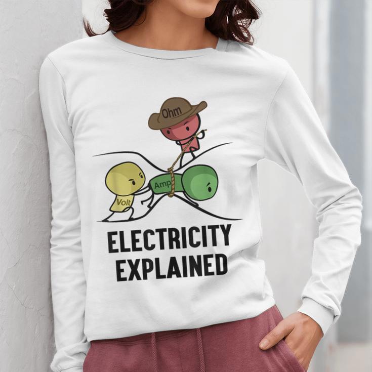 Electricity Explained Physics Nerd I Teacher School Women Long Sleeve T-Shirt, funny design