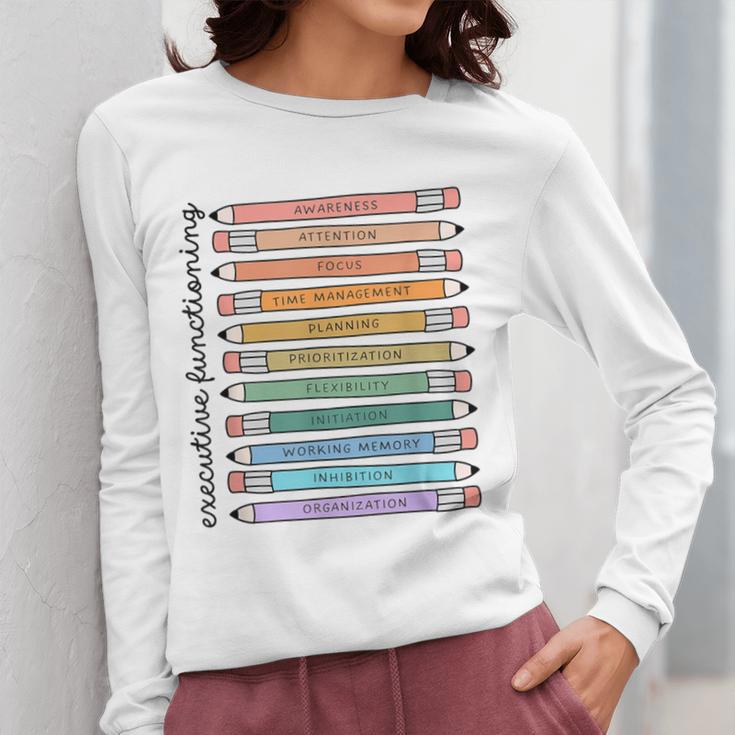 Executive Functioning Skills Back To School Sped Teacher SLP Women Long Sleeve T-Shirt, funny design