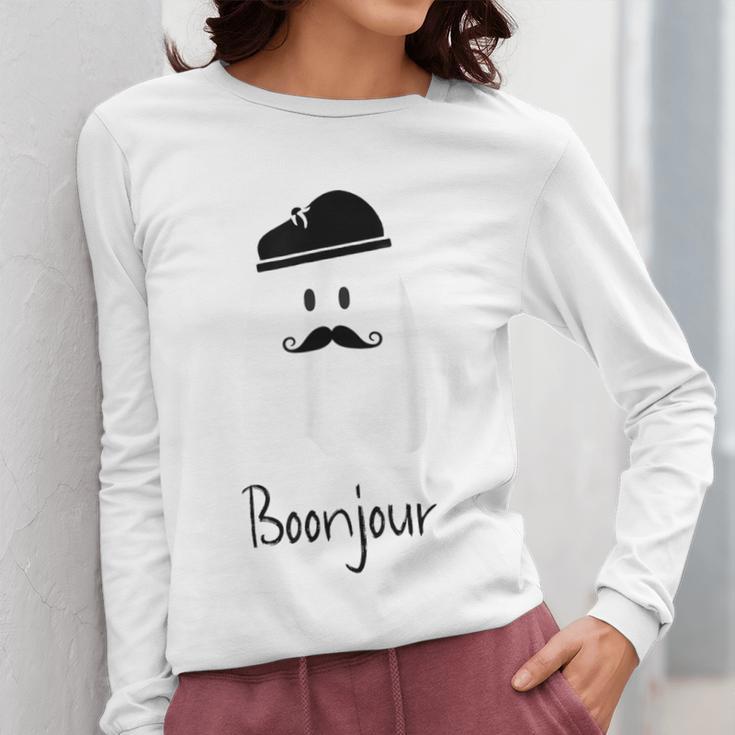 French Teacher Halloween Bonjour Ghost Women Long Sleeve T-Shirt, funny design