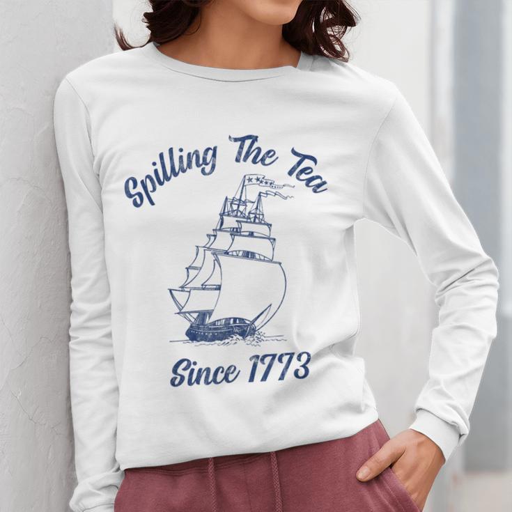 Fun 4th Of July Spilling The Tea Since 1773 History Teacher Women Long Sleeve T-Shirt, History Teacher Gifts, funny design Fun 4th Of July Spilling The Tea Since 1773 History Teacher Women Long Sleeve T-Shirt, History Teacher Gifts, funny design