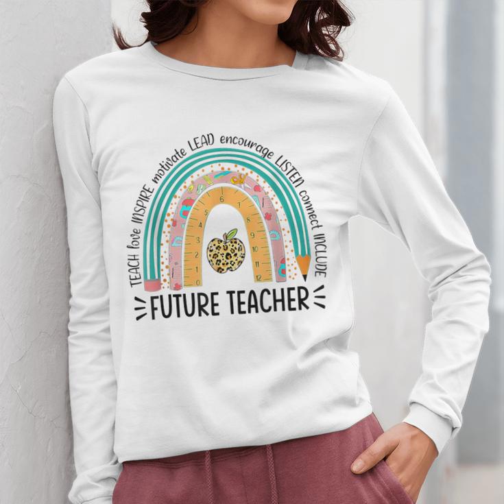 Future Teacher Cute Rainbow Leopard Teacher Outfit For Men Women Girls Kids Women Long Sleeve T-Shirt, Future Teacher Gifts, funny design Future Teacher Cute Rainbow Leopard Teacher Outfit For Men Women Girls Kids Women Long Sleeve T-Shirt, Future Teacher Gifts, funny design