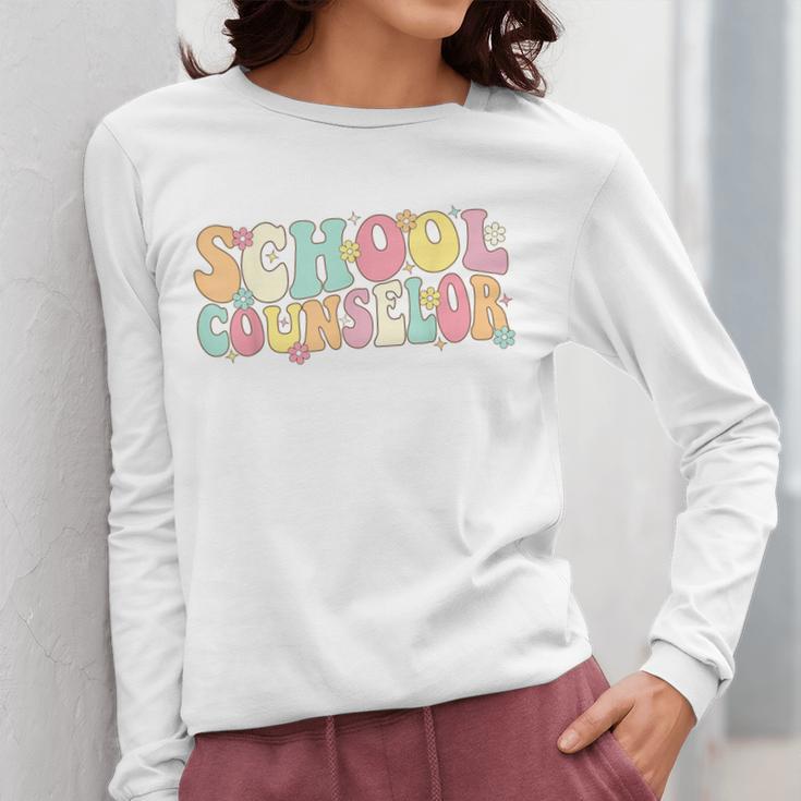 Groovy School Counselor Back To School Teacher Counseling Women Long Sleeve T-Shirt, Groovy Teacher Gifts, funny design