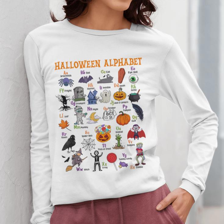 Halloween Alphabet ABCs Learning Kindergarten Teacher Women Long Sleeve T-Shirt, funny design Halloween Alphabet ABCs Learning Kindergarten Teacher Women Long Sleeve T-Shirt, funny design