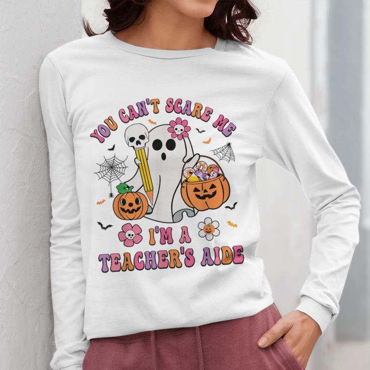 Halloween You Can't Scare Me I'm A School Teacher's Aide Women Long Sleeve T-Shirt, funny design Halloween You Can't Scare Me I'm A School Teacher's Aide Women Long Sleeve T-Shirt, funny design