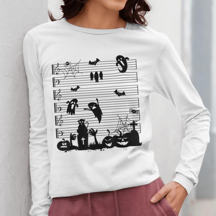 Halloween Music Note Clefs Spooky Ghost For Music Teacher Women Long Sleeve T-Shirt, funny design Halloween Music Note Clefs Spooky Ghost For Music Teacher Women Long Sleeve T-Shirt, funny design