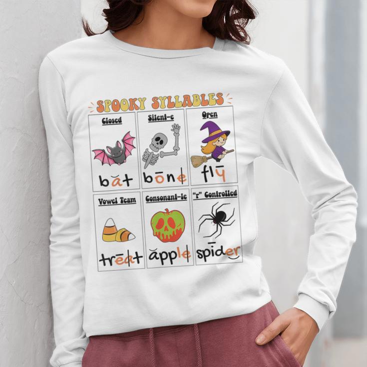 Halloween Reading Spooky Syllables Teacher Vintage Women Long Sleeve T-Shirt, funny design Halloween Reading Spooky Syllables Teacher Vintage Women Long Sleeve T-Shirt, funny design