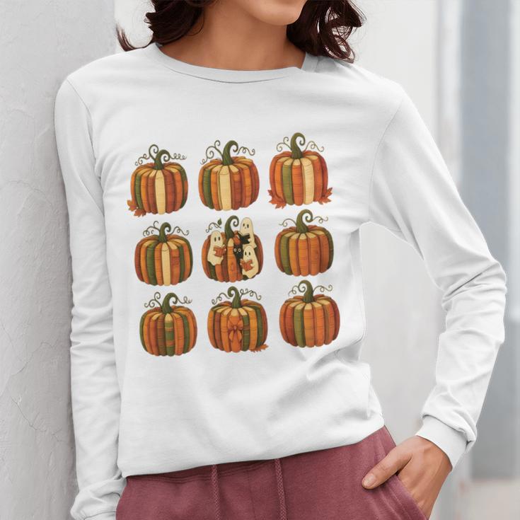 Halloween Teacher Fall Book Pumpkin Retro Reading Women Long Sleeve T-Shirt, funny design Halloween Teacher Fall Book Pumpkin Retro Reading Women Long Sleeve T-Shirt, funny design