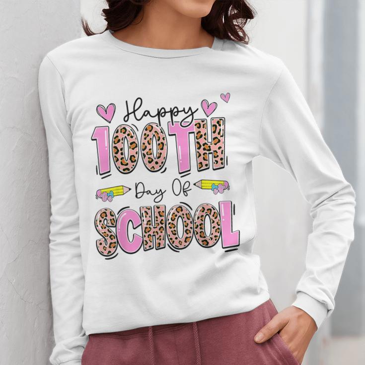 Happy 100th Day Of School Leopard Print Teacher Student Kids Women Long Sleeve T-Shirt, funny design Happy 100th Day Of School Leopard Print Teacher Student Kids Women Long Sleeve T-Shirt, funny design