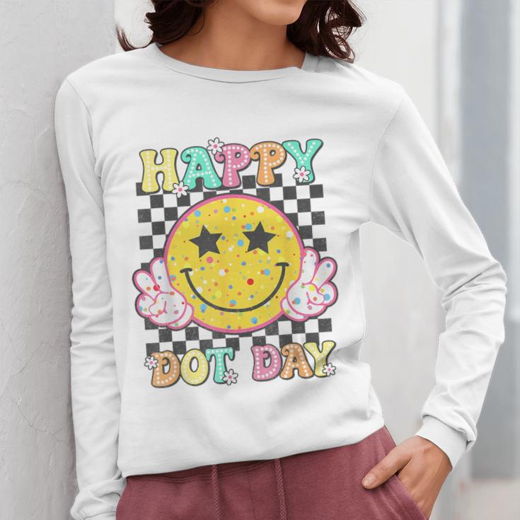 Happy Dot Day Hippie Flowers Smile Face Groovy Teacher Kids Women Long Sleeve T-Shirt, Groovy Teacher Gifts, funny design Happy Dot Day Hippie Flowers Smile Face Groovy Teacher Kids Women Long Sleeve T-Shirt, Groovy Teacher Gifts, funny design