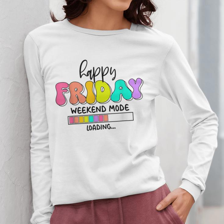 Happy Friyay Teacher School Friday Weekend Vibes Women Long Sleeve T-Shirt, funny design