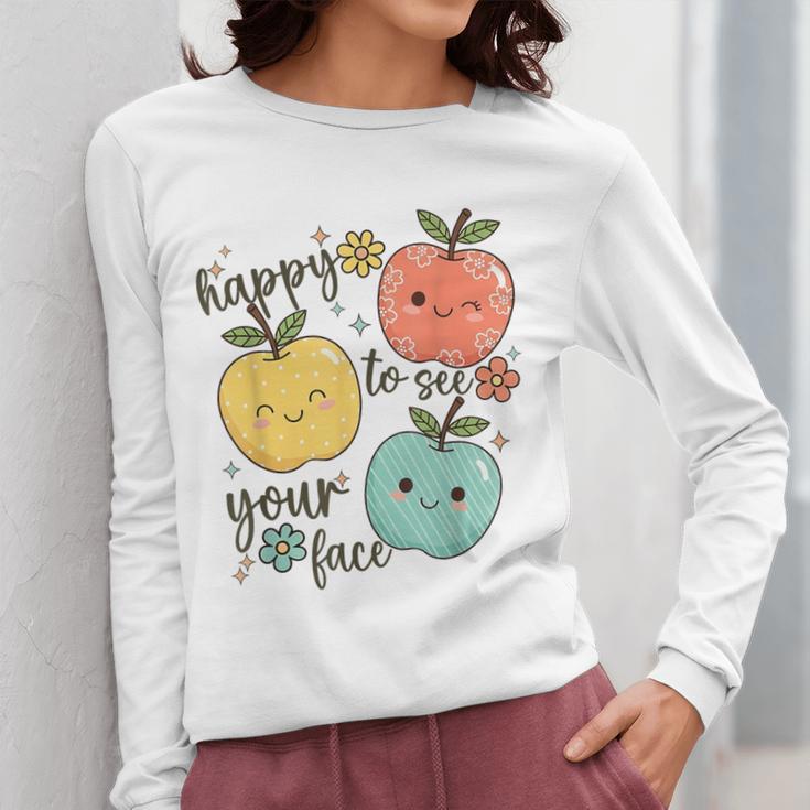 Happy To See Your Face Teacher Apple Women Long Sleeve T-Shirt, funny design Happy To See Your Face Teacher Apple Women Long Sleeve T-Shirt, funny design