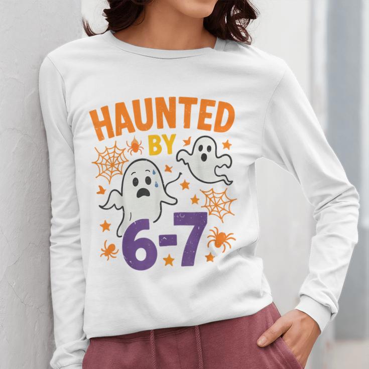 Haunted 67 Ghost Math Teacher Halloween Costume Math Pun Women Long Sleeve T-Shirt, funny design Haunted 67 Ghost Math Teacher Halloween Costume Math Pun Women Long Sleeve T-Shirt, funny design