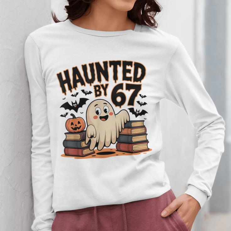 Haunted By 67 Teacher Ghost Pumpkin Halloween Costum Women Long Sleeve T-Shirt, funny design Haunted By 67 Teacher Ghost Pumpkin Halloween Costum Women Long Sleeve T-Shirt, funny design