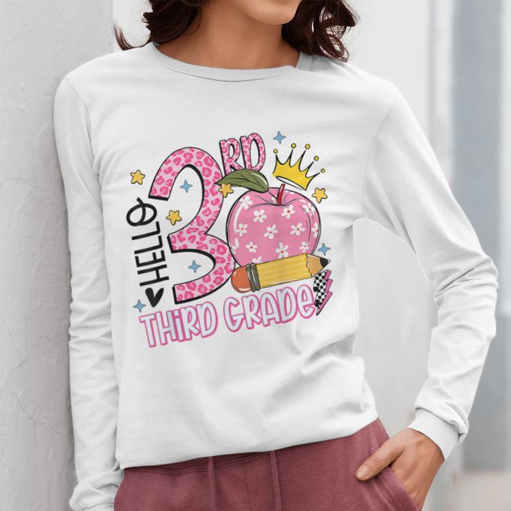 Hello 3rd Third Grade Back To School Pink Leopard Teacher Women Long Sleeve T-Shirt, funny design Hello 3rd Third Grade Back To School Pink Leopard Teacher Women Long Sleeve T-Shirt, funny design