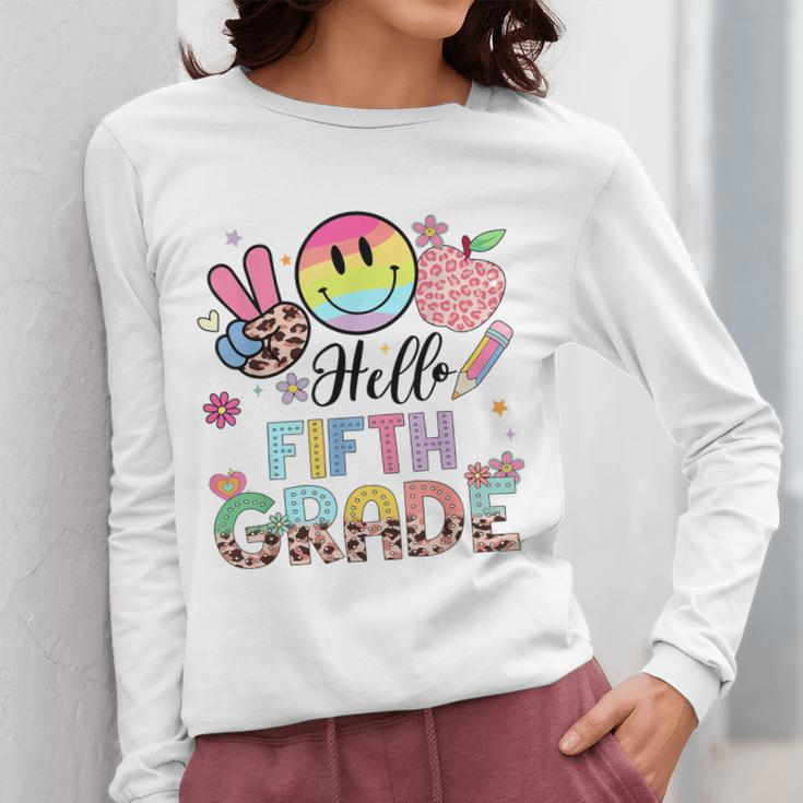 Hello 5th Grade Boy Girl Teacher Back To School 5th Grade Women Long Sleeve T-Shirt, funny design