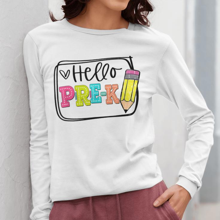 Hello Pre-K Team Preschool Teacher Kids Back To School Women Long Sleeve T-Shirt, funny design Hello Pre-K Team Preschool Teacher Kids Back To School Women Long Sleeve T-Shirt, funny design