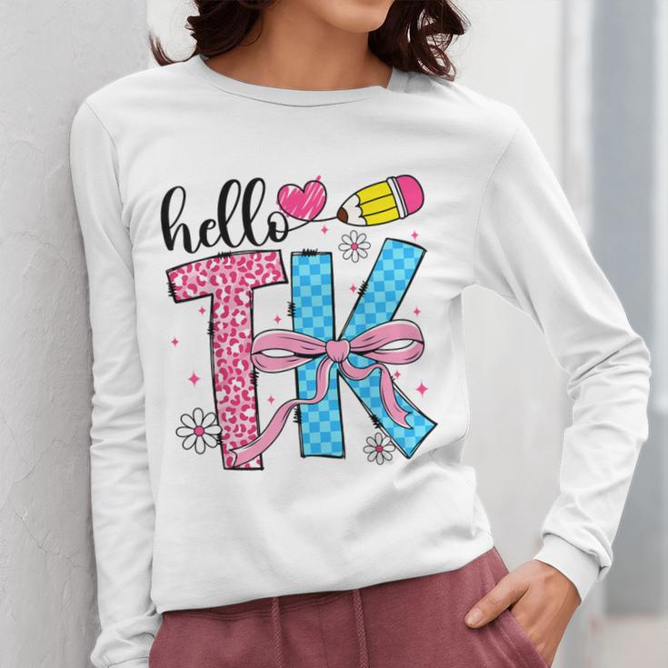Hello TK Transitional Kindergarten Back To School Teacher Women Long Sleeve T-Shirt, funny design