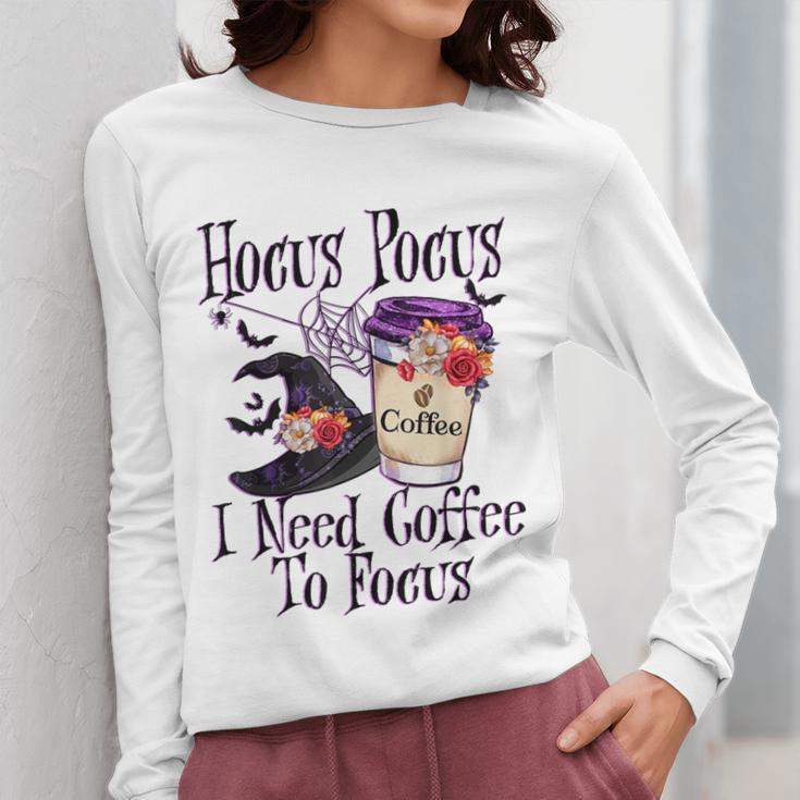 Hocus Pocus I Need Coffee To Focus Halloween Teacher Women Long Sleeve T-Shirt, funny design Hocus Pocus I Need Coffee To Focus Halloween Teacher Women Long Sleeve T-Shirt, funny design